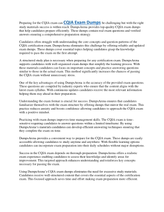 CQIA Exam Dumps – Pass Easily with DumpsArena Materials