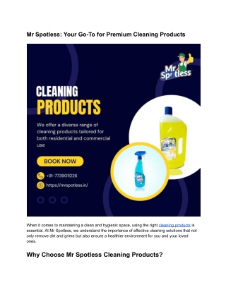 Mr Spotless: Your Go-To for Premium Cleaning Products
