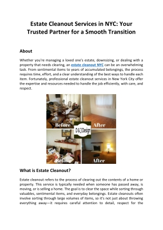 Estate Cleanout Services in NYC Your Trusted Partner for a Smooth Transition