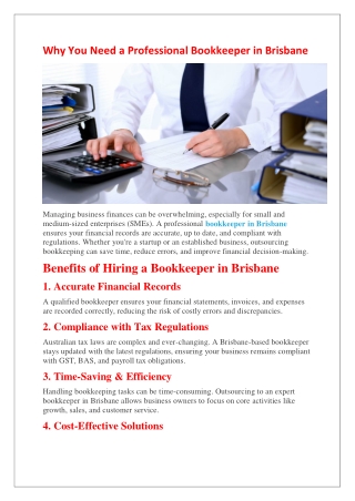 Why You Need a Professional Bookkeeper in Brisbane