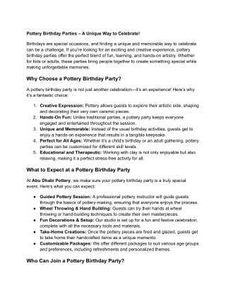Pottery Birthday Parties – A Unique Way to Celebrate