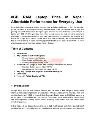 8GB RAM Laptop Price in Nepal_ Affordable Performance for Everyday Use