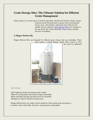 Flat Bottom Silos – Perfect for Bulk Grain Storage