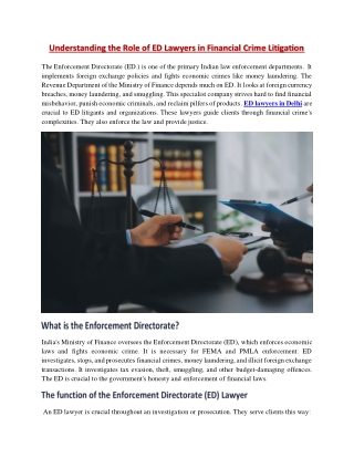 Understanding the Role of ED Lawyers in Financial Crime Litigation