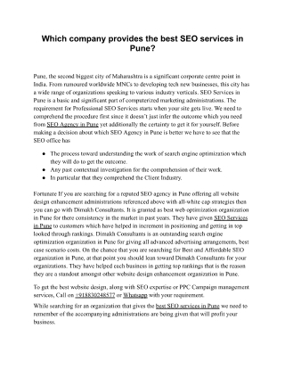 Which company provides the best SEO services in Pune