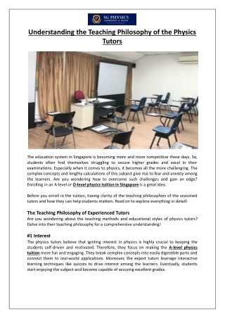 Understanding the Teaching Philosophy of the Physics Tutors