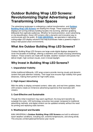 Outdoor Building Wrap LED Screens