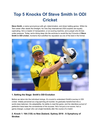 Top 5 Knocks Of Steve Smith In ODI Cricket
