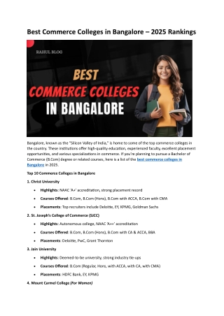 Best Commerce Colleges in Bangaloree