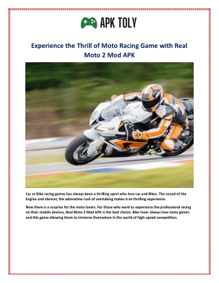 Experience the Thrill of Moto Racing Game with Real Moto 2 Mod APK