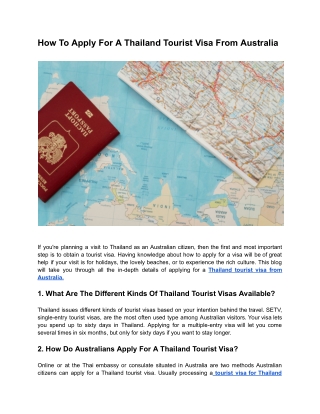 How To Apply For A Thailand Tourist Visa From Australia