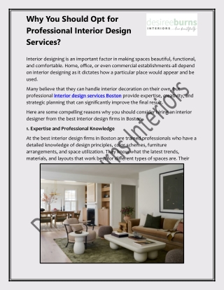 Why You Should Opt for Professional Interior Design Services?