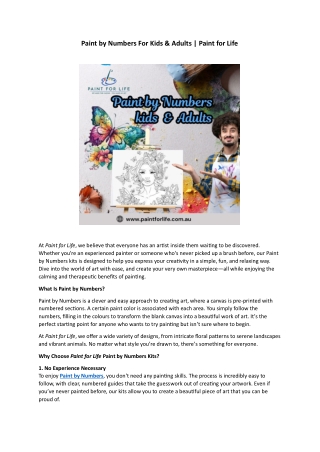 Paint by Numbers | Paint by Numbers for Adults & Kids