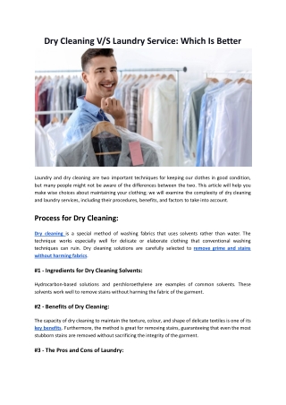 Dry Cleaning VS Laundry Service - Which Is Better?