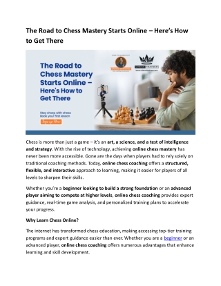 The Road to Chess Mastery Starts Online – Here’s How to Get There