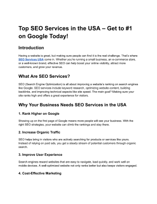 Top SEO Services in the USA – Get to #1 on Google Today!