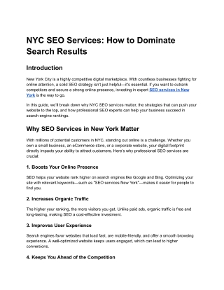 NYC SEO Services-How to Dominate Search Results