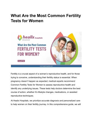 What Are the Most Common Fertility Tests for Women