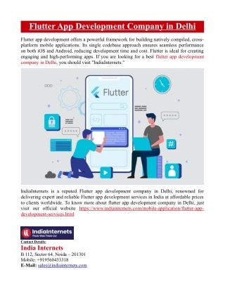 Flutter App Development Company in Delhi