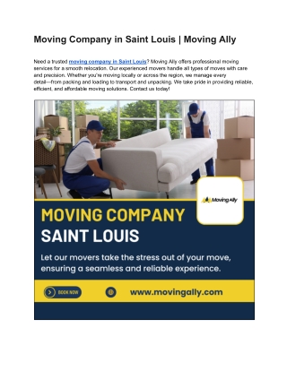 Moving Company in Saint Louis | Moving Ally