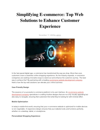Simplifying E-commerce Top Web Solutions to Enhance Customer