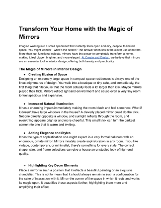 Transform Your Home with the Magic of Mirrors