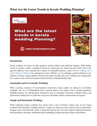 What Are the Latest Trends in Kerala Wedding Planning