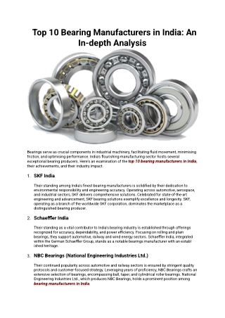 Top Bearings Manufacturers & Suppliers in India