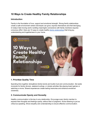 10 Ways to Create Healthy Family Relationships