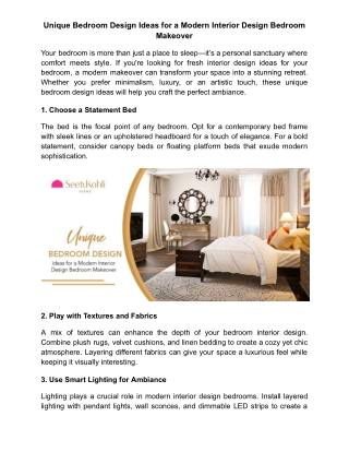 Unique Bedroom Design Ideas for a Modern Interior Design Bedroom Makeover
