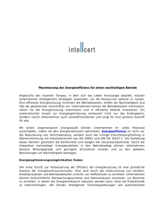 Maximierung der Energieeffizienz für einen nachhaltigen Betrieb