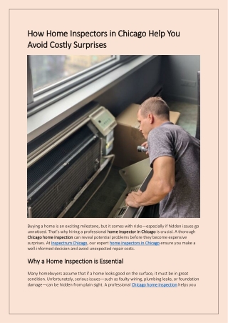 How Home Inspectors in Chicago Help You Avoid Costly Surprises