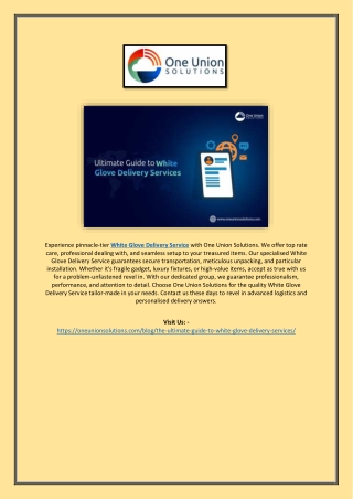 Premium White Glove Delivery Service – One Union Solutions