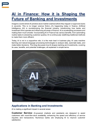 AI in Finance: How it is Shaping the Future of Banking and Investments