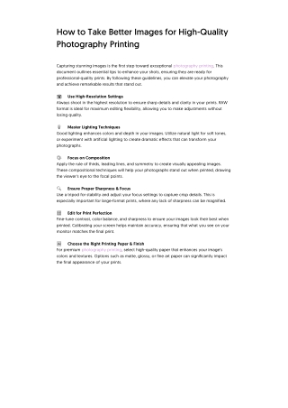 How to Take Better Images for High-Quality Photography Printing