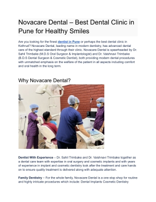 Novacare Dental – Best Dental Clinic in Pune for Healthy Smiles