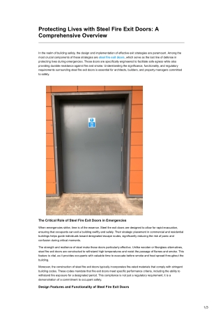 Protecting Lives with Steel Fire Exit Doors A Comprehensive Overview