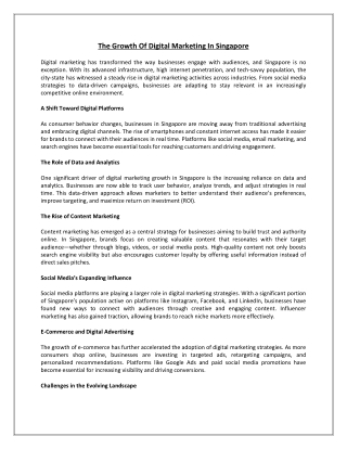 The Growth of Digital Marketing in Singapore