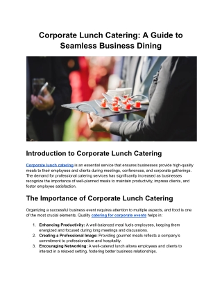 Corporate Lunch Catering