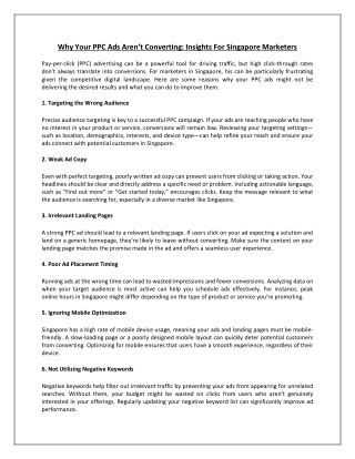 Why Your PPC Ads Aren’t Converting: Insights for Singapore Marketers