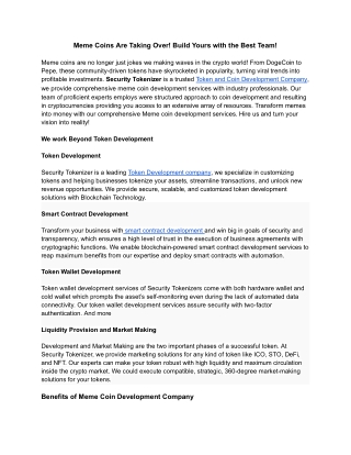 Meme Coins Are Taking Over