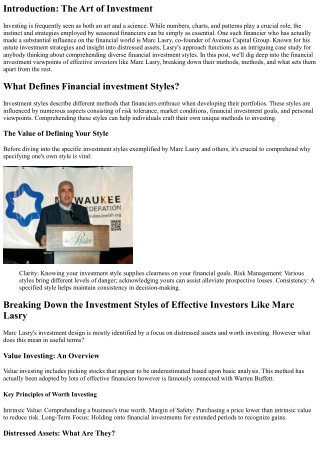Breaking Down the Investment Designs of Successful Investors Like Marc Lasry