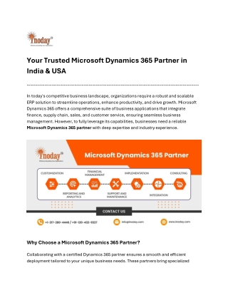 Your Trusted Microsoft Dynamics 365 Partner in India & USA