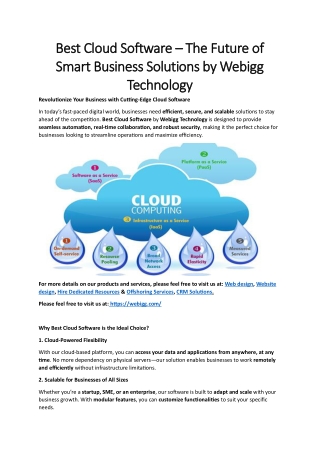 Best Cloud Software – The Future of Smart Business Solutions by Webigg Technolog