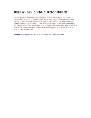 Rolex Datejust 31 Oyster, 31 mm, Oystersteel