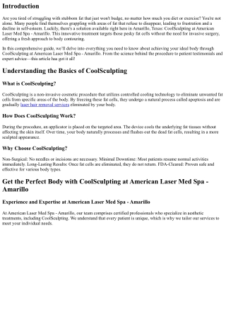 Get the Perfect Body with CoolSculpting at American Laser Med Spa - Amarillo