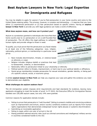 Best Asylum Lawyers in New York: Legal Expertise for Immigrants and Refugees