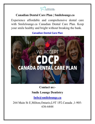 Canadian Dental Care Plan  Smilelounge.ca