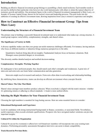 How to Construct an Effective Financial Investment Team: Tips from Marc Lasry