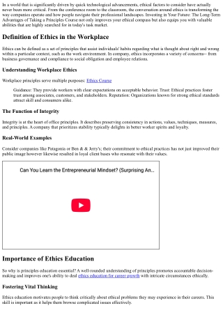 Purchasing Your Future: The Long-Term Benefits of Taking an Ethics Course